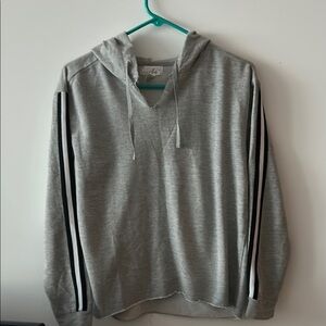 Gray Hoodie with Black Stripes by just be